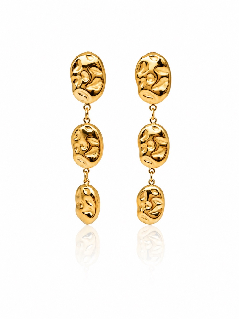 Gold Sculpted Drop Earrings